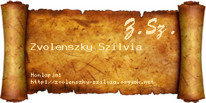 Zvolenszky Szilvia névjegykártya